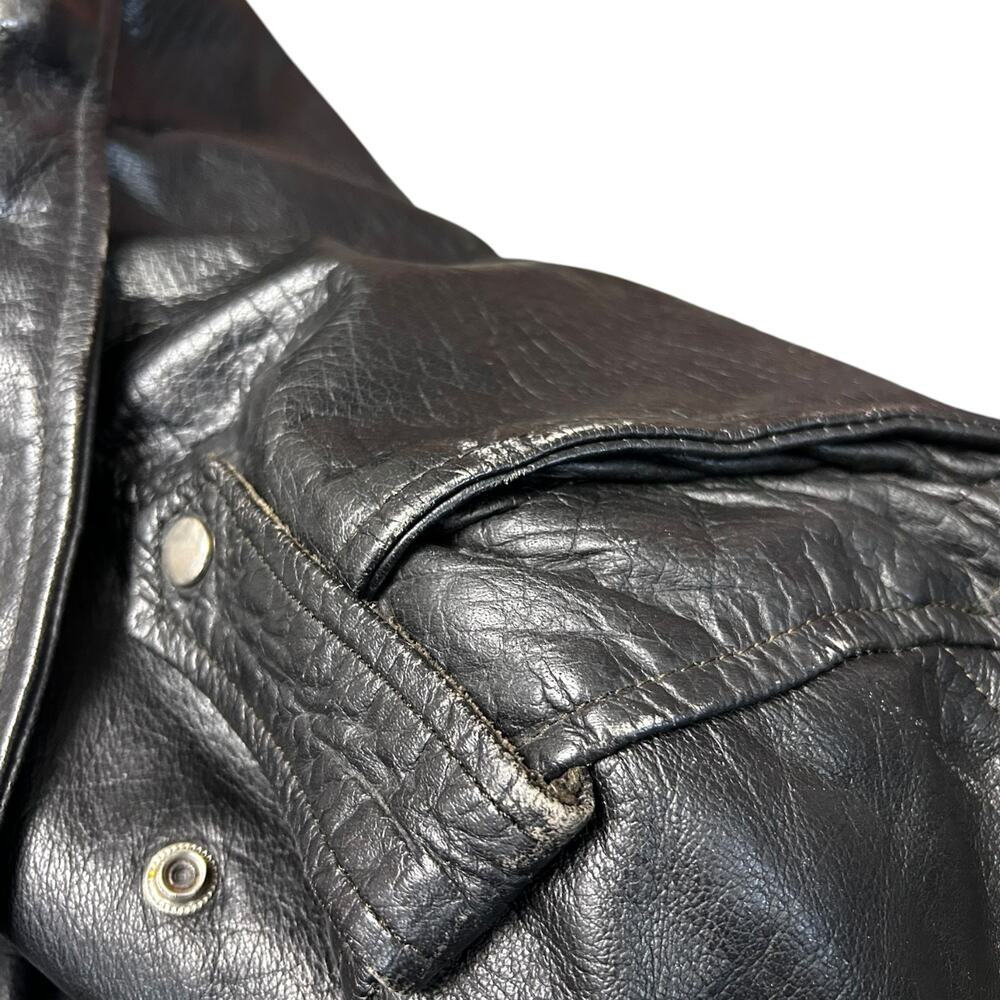 Diamond Leather Black Moto Jacket Motorcycle Biker Style size 48 Vintage Zip Up - Picture 7 of 12